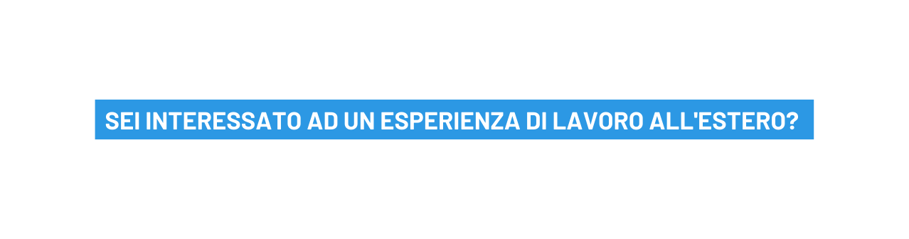 Sei interessato ad un esperienza di lavoro all estero